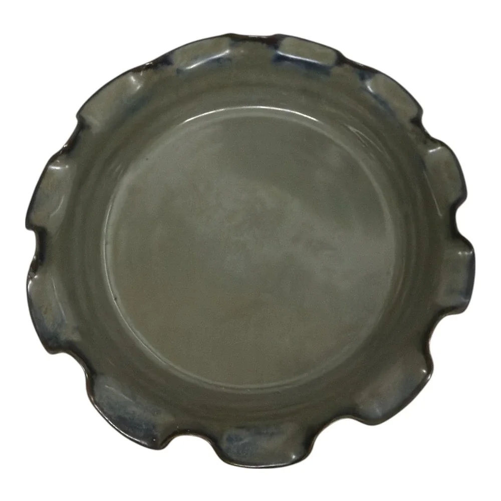 Biltmore Inspirations Blue Ridge Olive Green Pie Plate Scallop Edge EUC